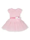 Monnalisa faux-flower-detail tulle dress - Pink