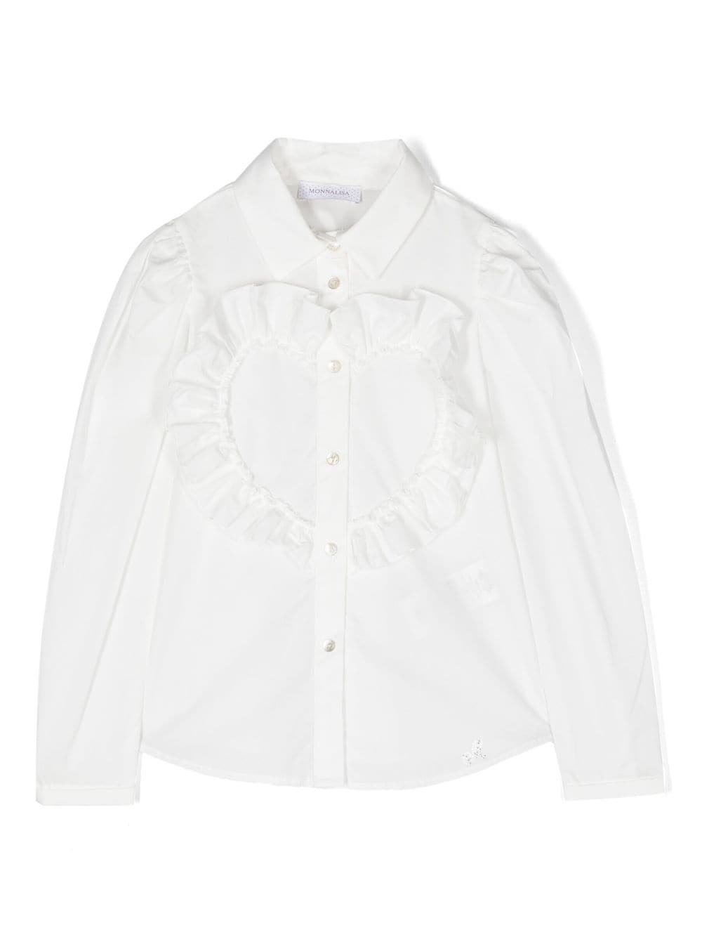 Monnalisa Kids' Ruffled-detailing Long-sleeve Shirt In White