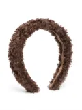 Monnalisa crystal-embellished shearling headband - Brown
