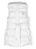 Monnalisa logo-patch sleeveless coat - White