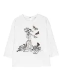 Monnalisa Pink Panther-embroidered cotton tunic - White