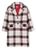 Monnalisa plaid-check cotton coat - White