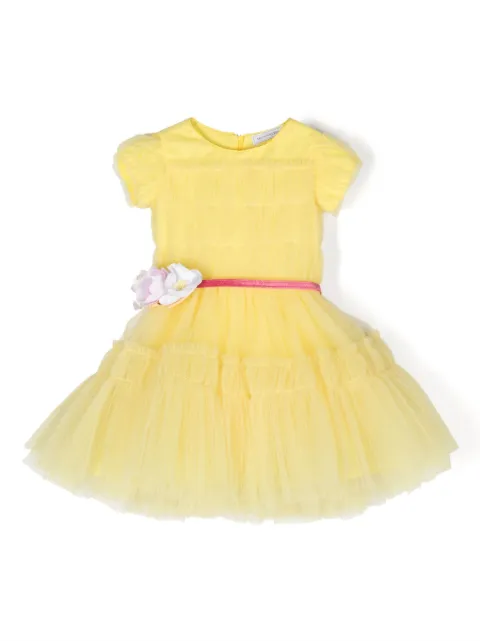 Monnalisa faux-flower-detail tulle dress