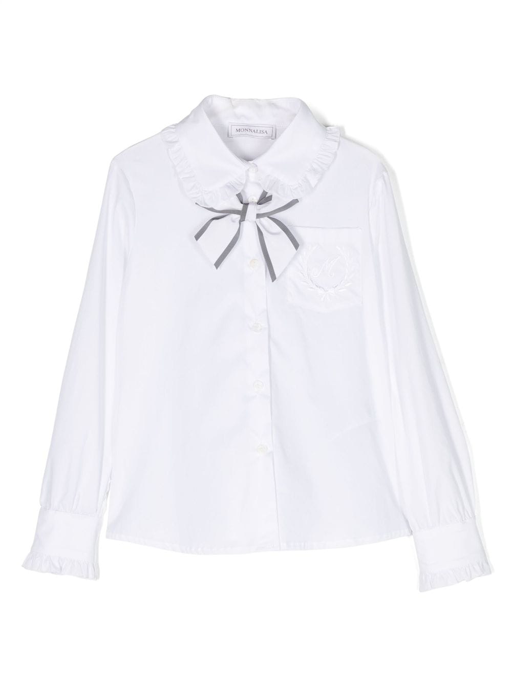 Monnalisa Kids' Bow-detail Poplin Shirt In White
