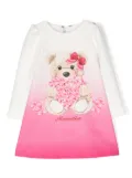Monnalisa teddy bear-print stretch-cotton dress - White