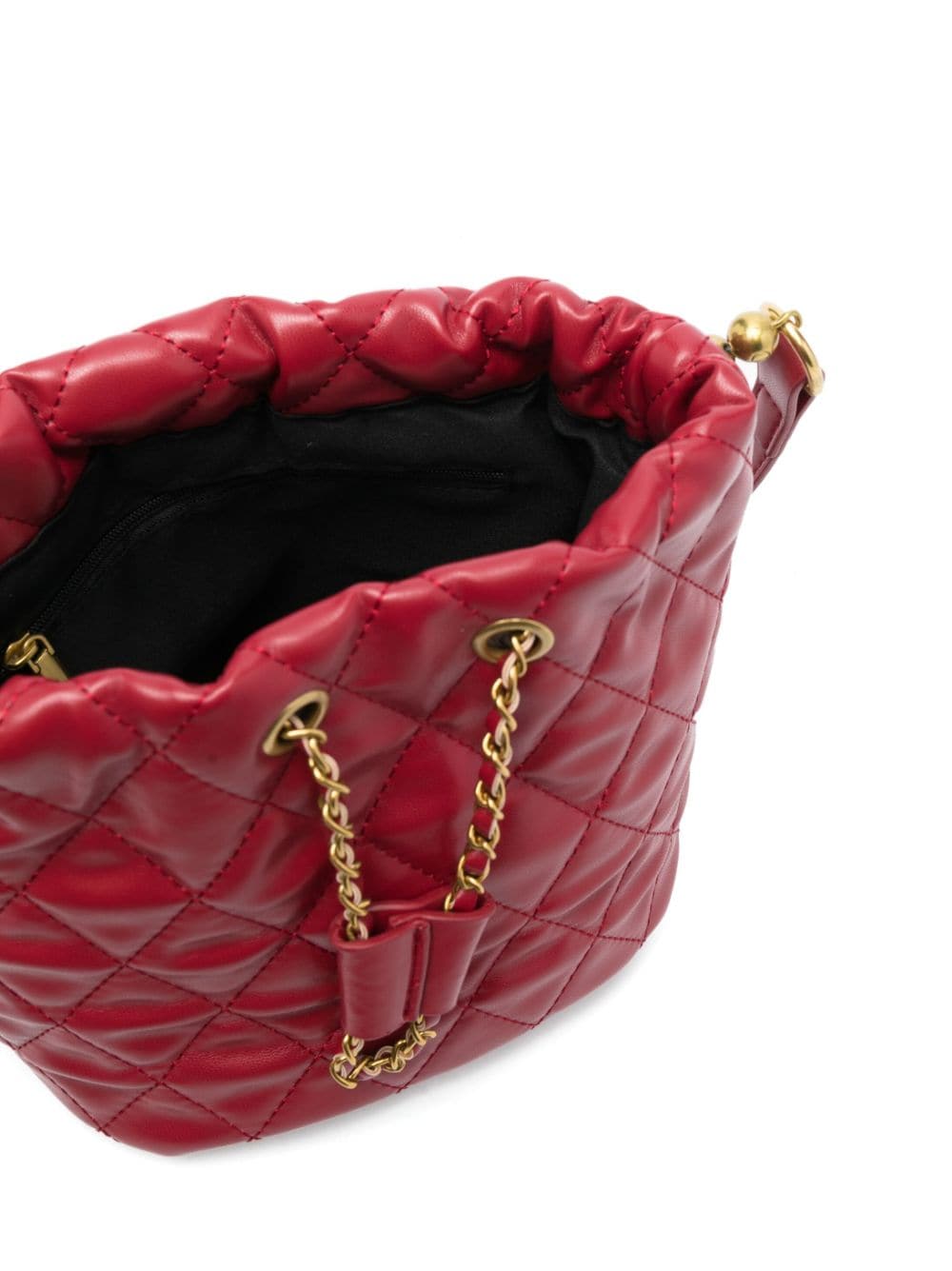 Shop Monnalisa Diamond-quilted Bucket Bag In Red
