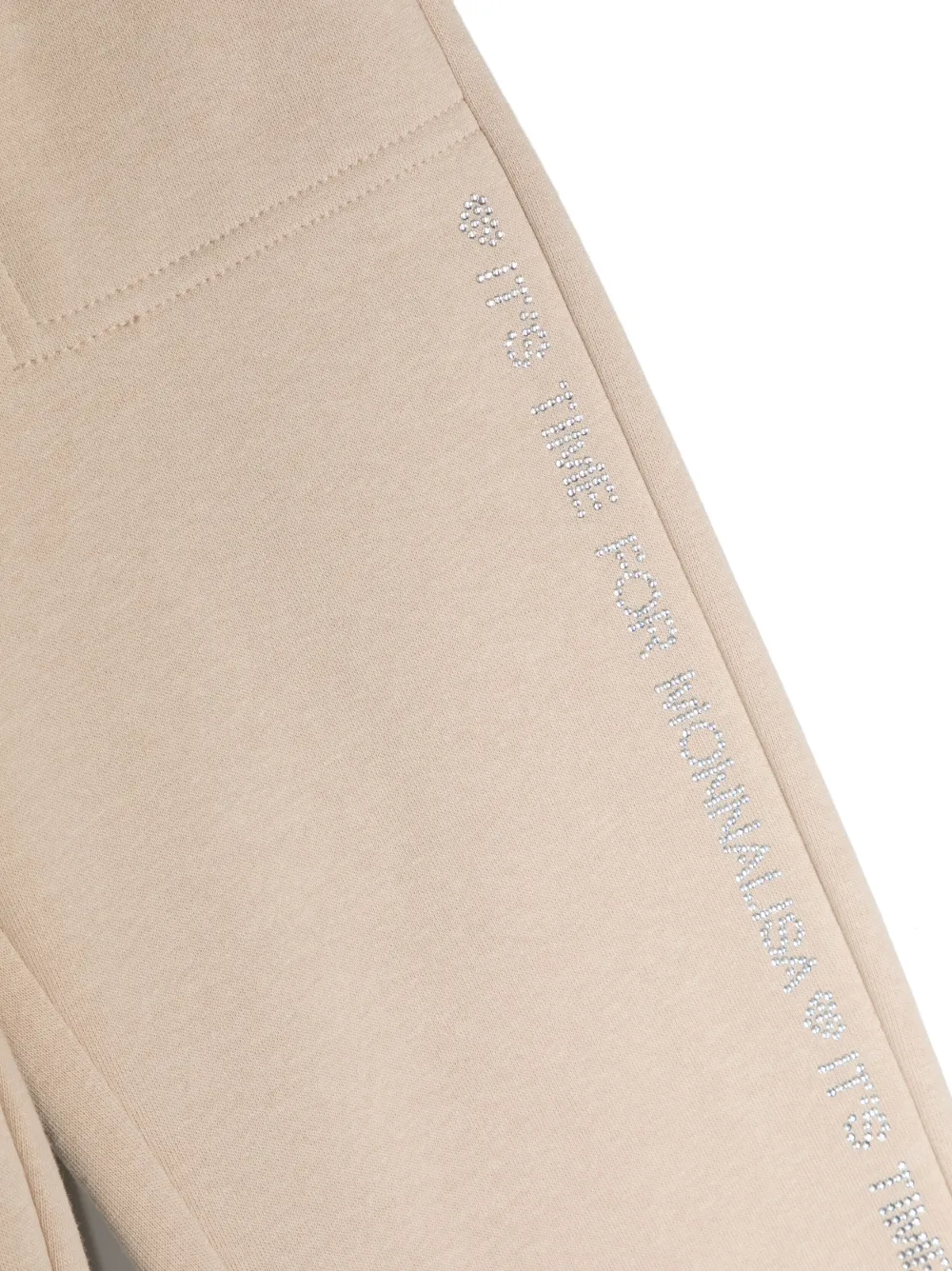 Monnalisa Crystal-embellished Track Pants In Neutrals