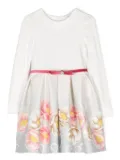 Monnalisa floral-print belted dress - White