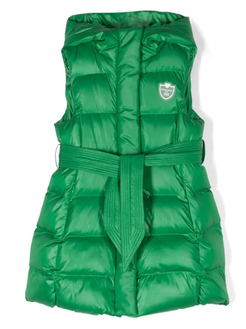 Monnalisa logo-patch sleeveless coat
