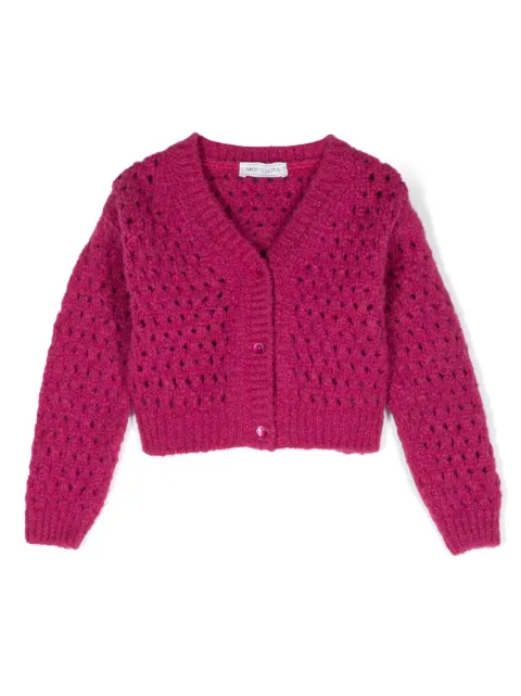 Monnalisa open-knit ribbed cardigan 