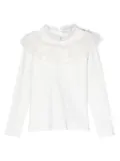 Monnalisa ruffle-collar stretch-cotton T-shirt - White