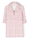Monnalisa plaid-check cotton coat - Pink