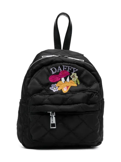 Monnalisa Daffy-embroidered quilted backpack