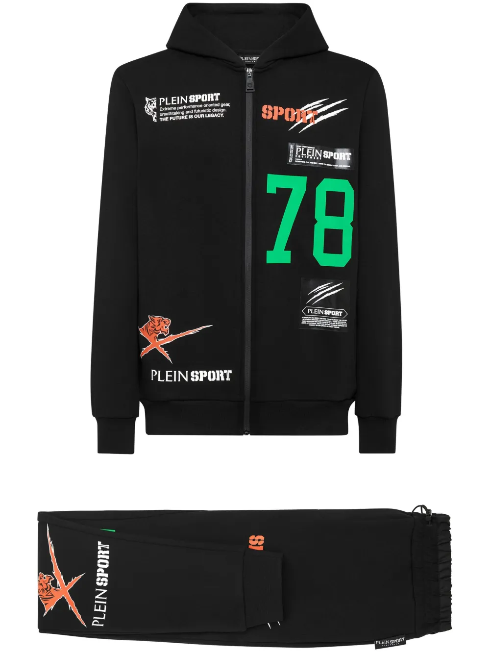 Plein Sport traje deportivo con estampado gráfico y capucha | negro | Image 1