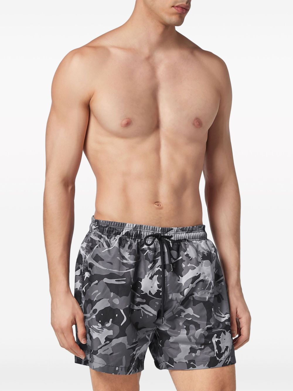 Shop Plein Sport Camouflage-print Swim Shorts In Black