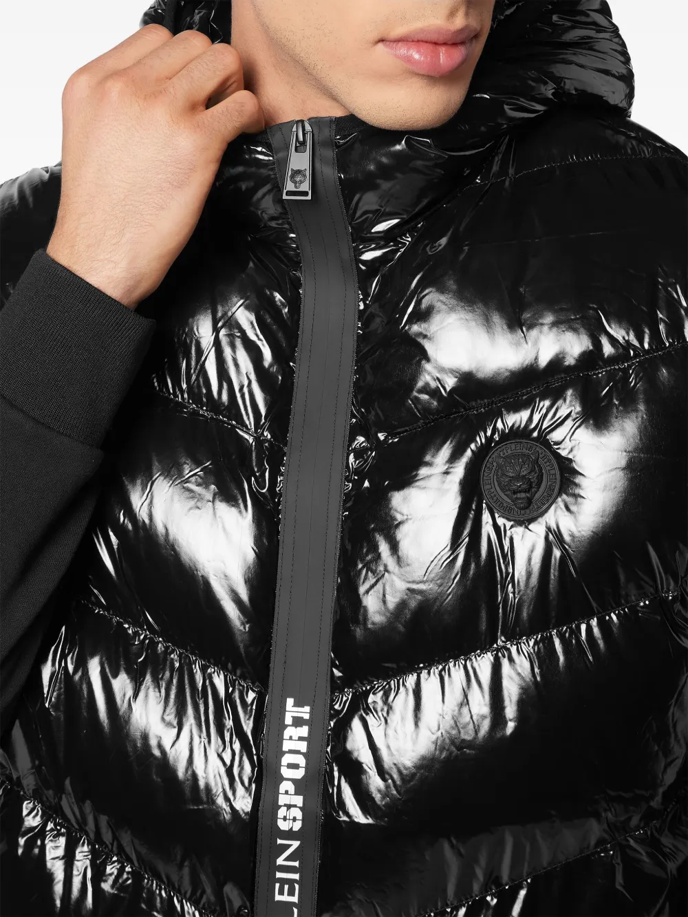 Plein Sport logo-appliqué Padded Jacket | Black | FARFETCH