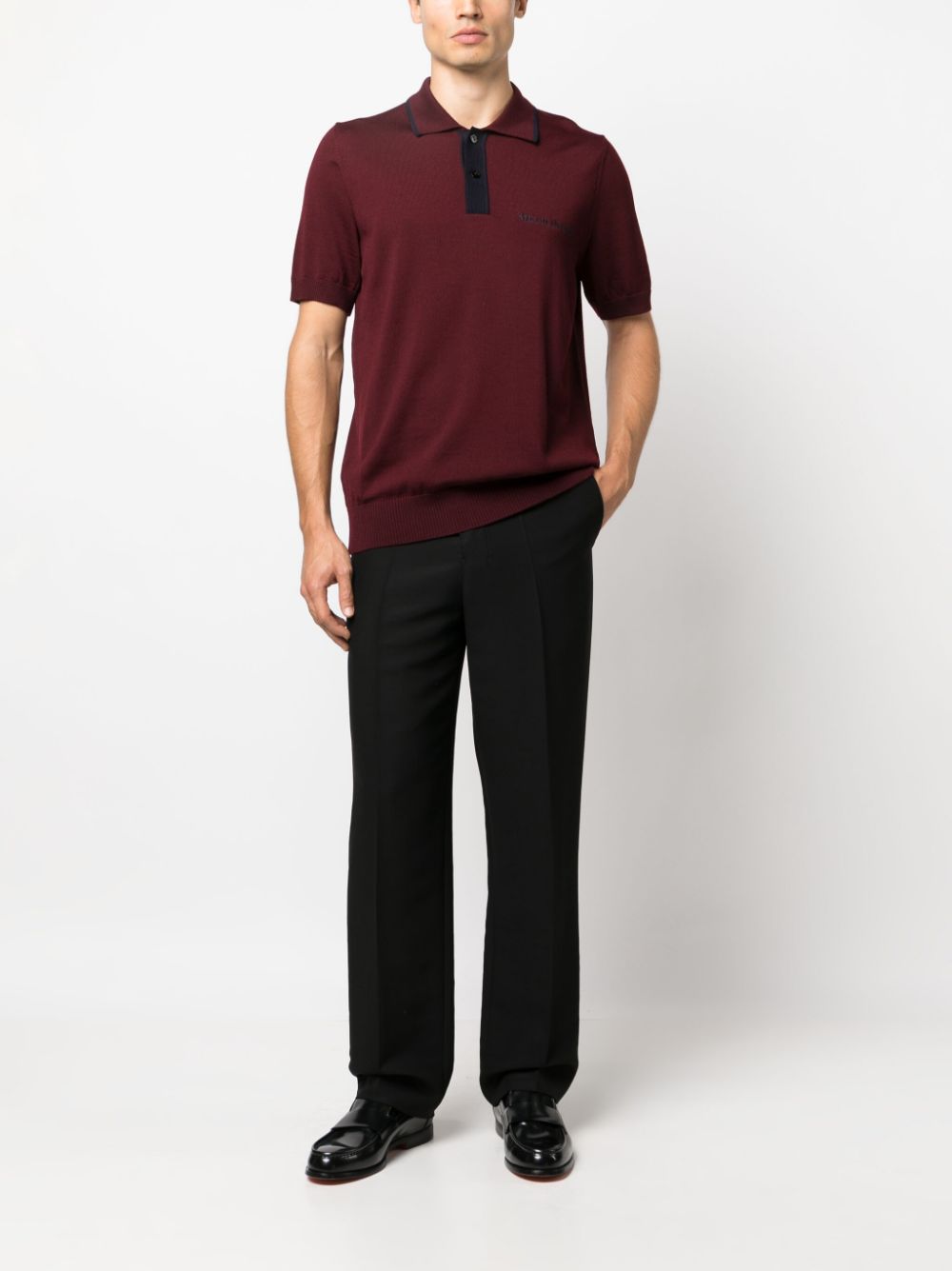 Shop Billionaire Logo-embroidered Merino Polo Shirt In Red