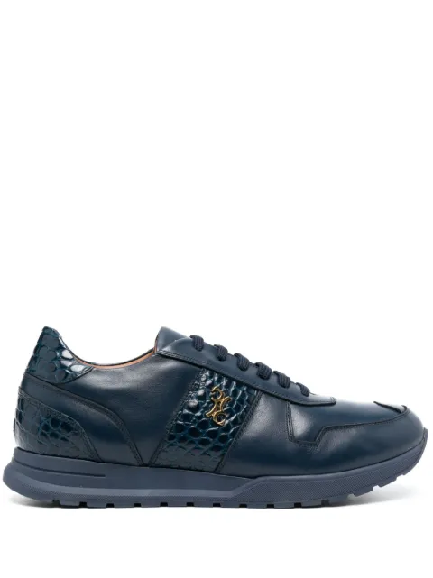 Billionaire crocodile-effect logo-plaque leather sneakers