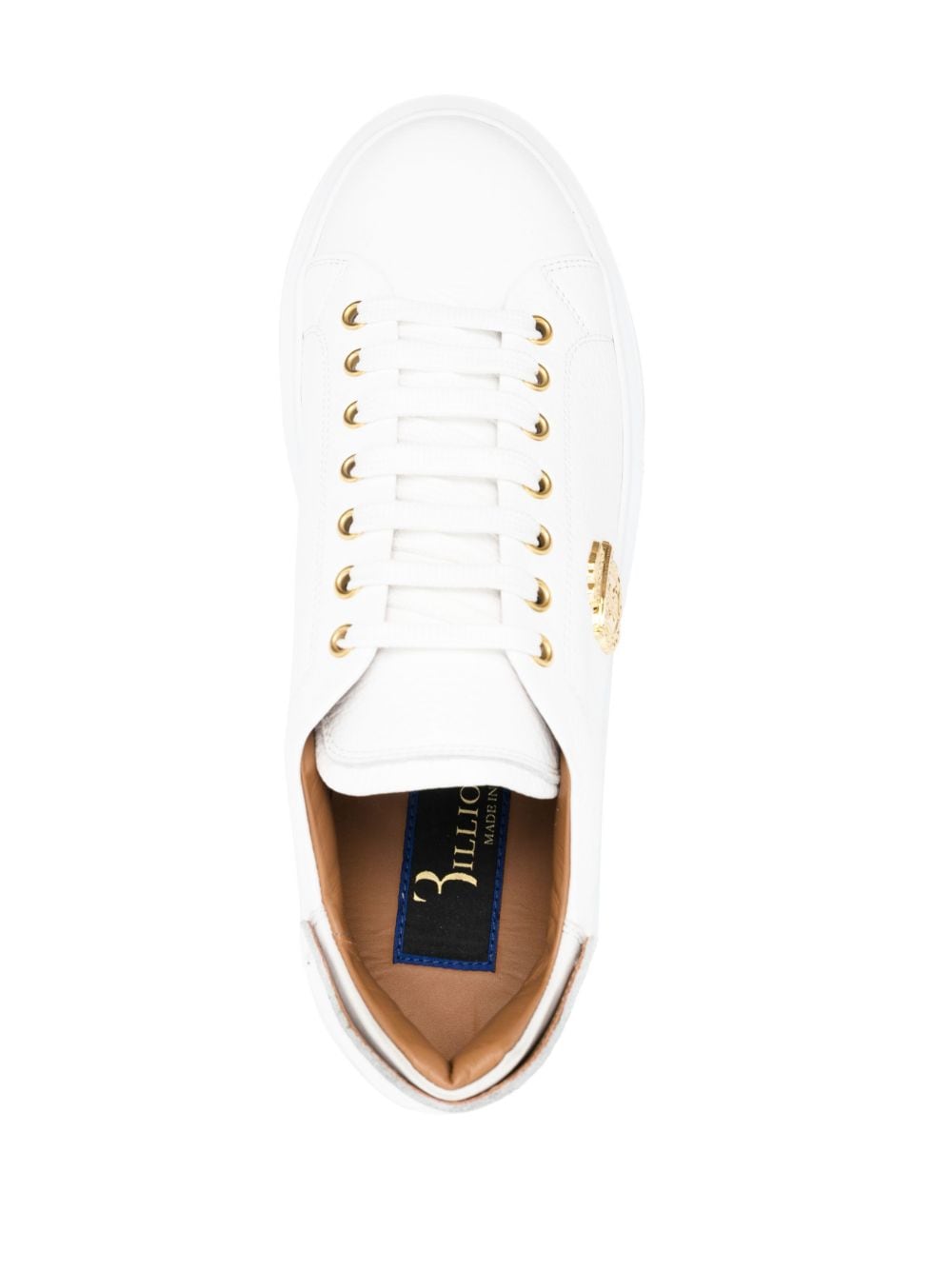 Shop Billionaire Logo-plaque Low-top Leather Sneakers In White