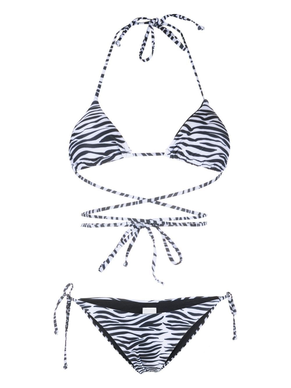Matinee Kate Strappy Zebra-print Bikini In White
