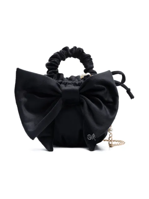 Monnalisa bow-detail velvet shoulder bag