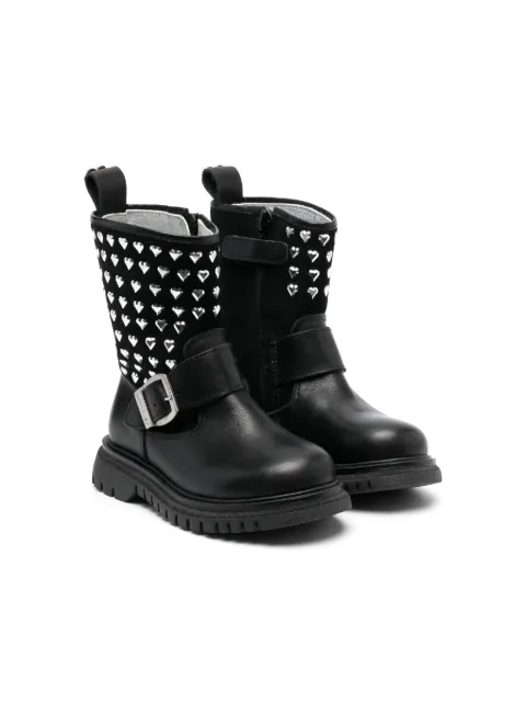 Monnalisa heart stud-embellished ankle boots
