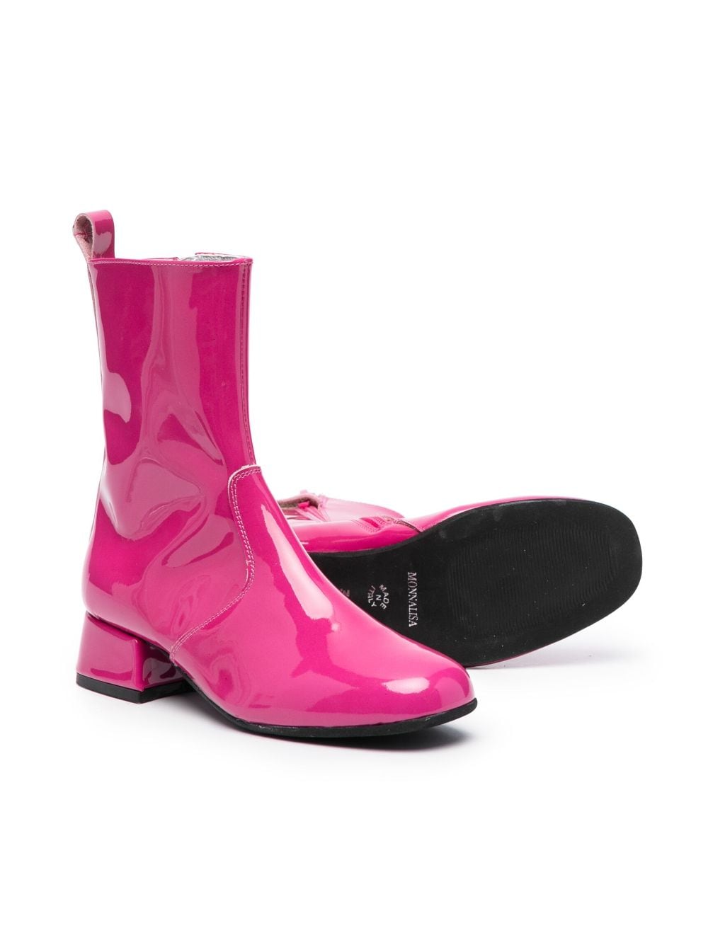 Shop Monnalisa 35mm High-shine Finish Ankle Boots In Pink