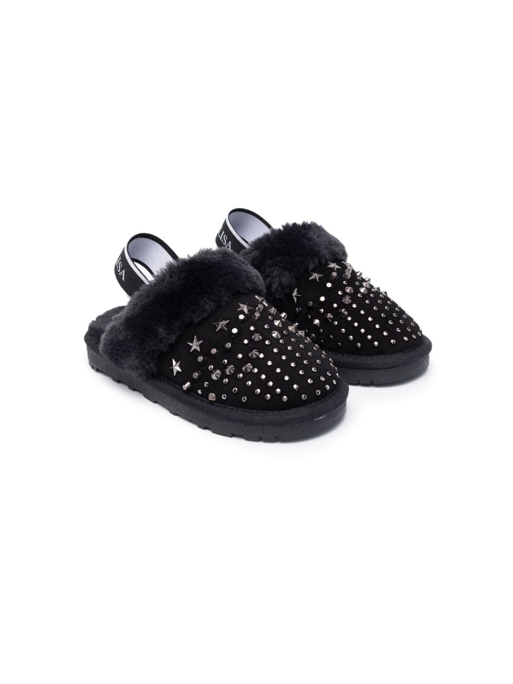 Monnalisa stud-embellished slingback slippers - Black