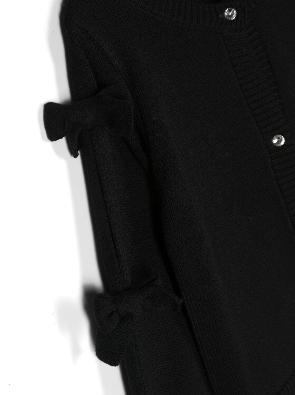 Shop Monnalisa Bow-detail Fine-knit Cardigan In Black