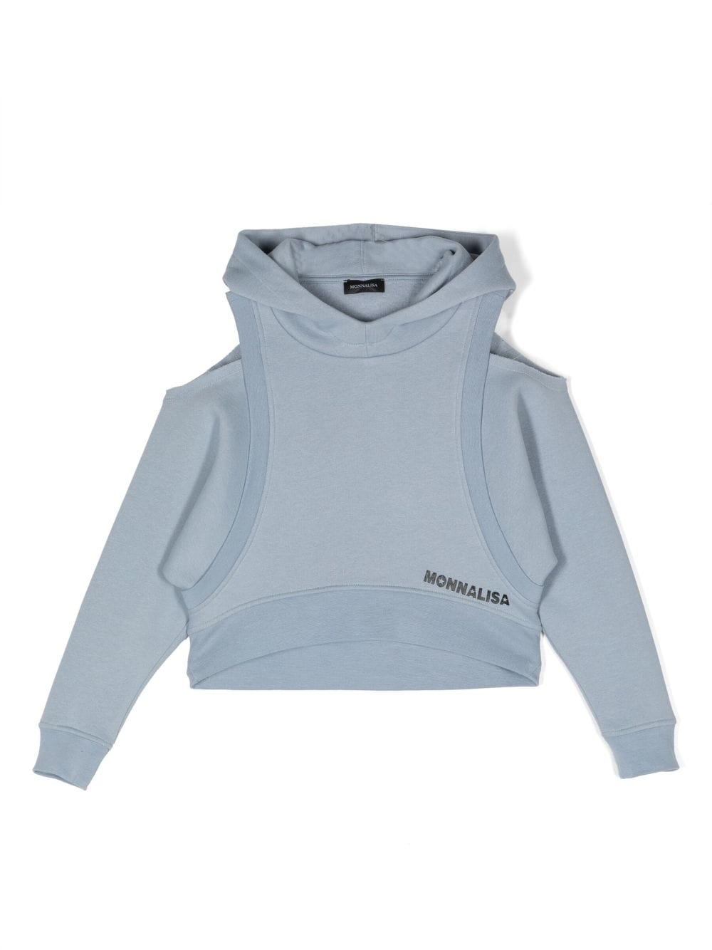 Monnalisa logo-print cut-out detail hoodie - Blue