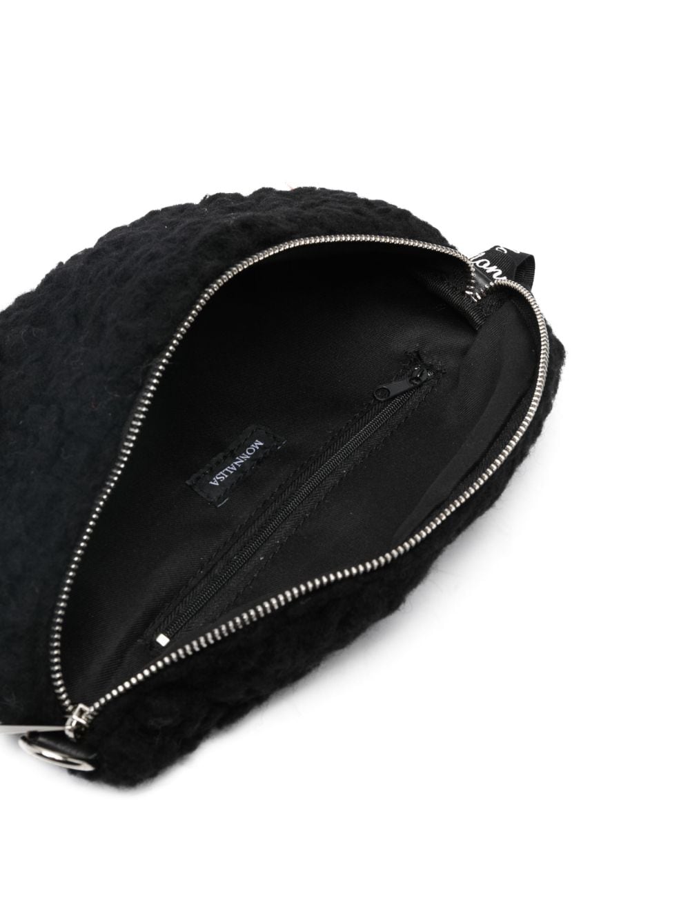 Shop Monnalisa Faux-shearling Belt Bag In Black