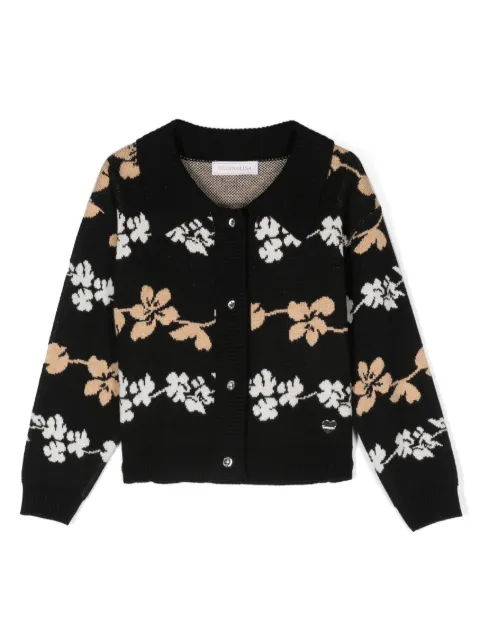 Monnalisa cárdigan de tejido fino con estampado floral