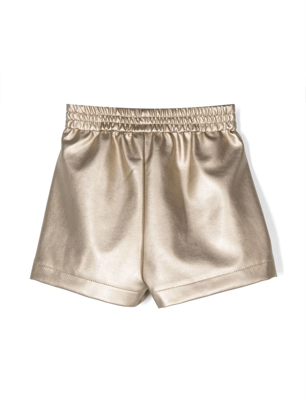 Shop Monnalisa Metallic-finish Elasticated Shorts In Gold