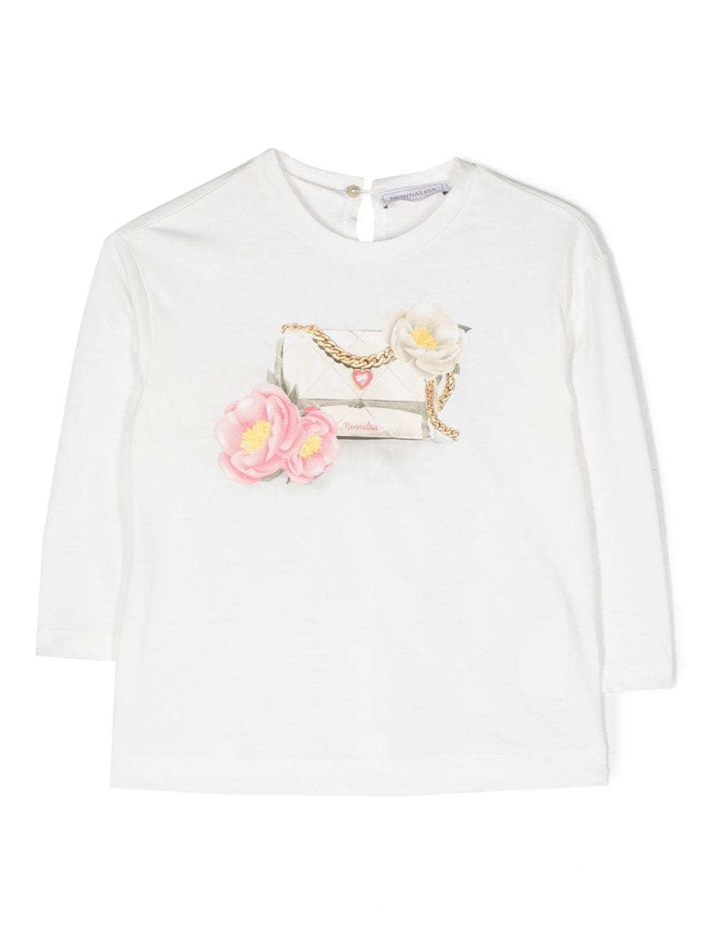 Monnalisa Kids' Graphic-print Long-sleeve T-shirt In Cream