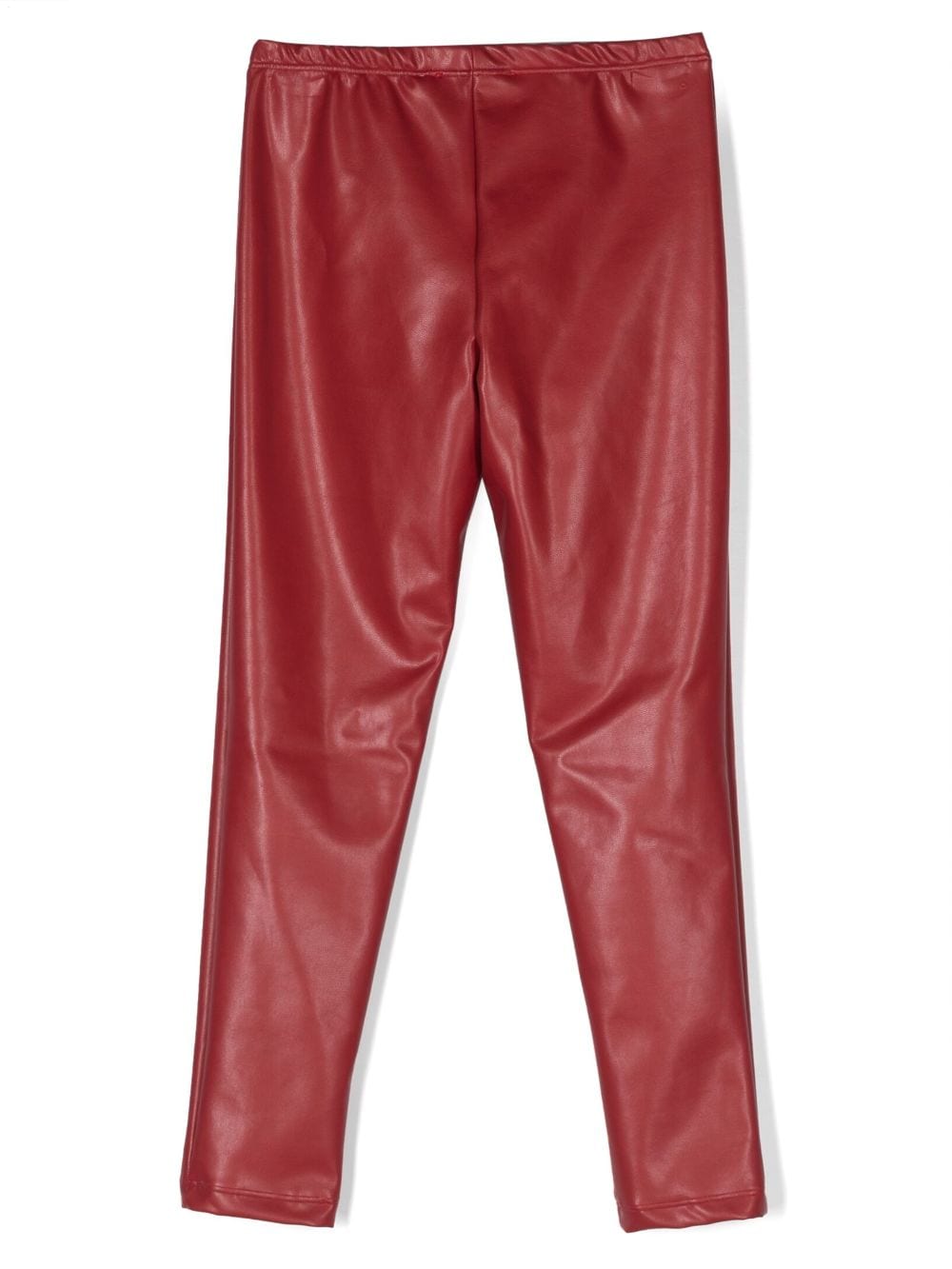 Shop Monnalisa Logo-plaque Faux-leather Trousers In Red