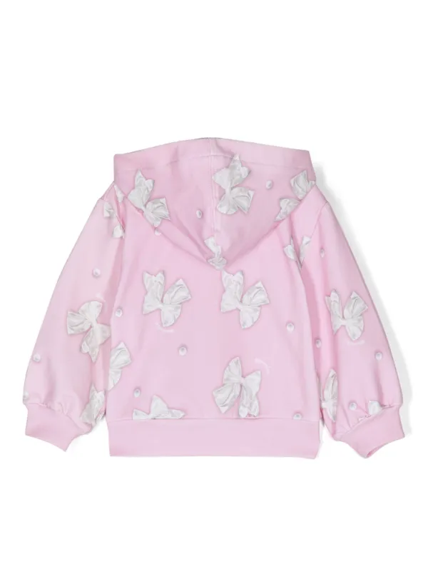 Monnalisa bow print zip up Hoodie Farfetch