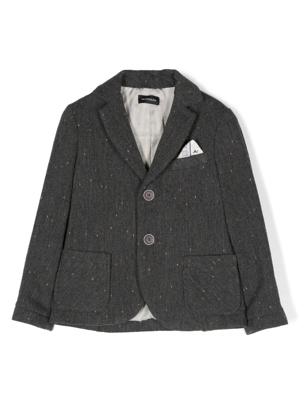 Monnalisa Kids' Single-breasted Notched Blazer In Grey