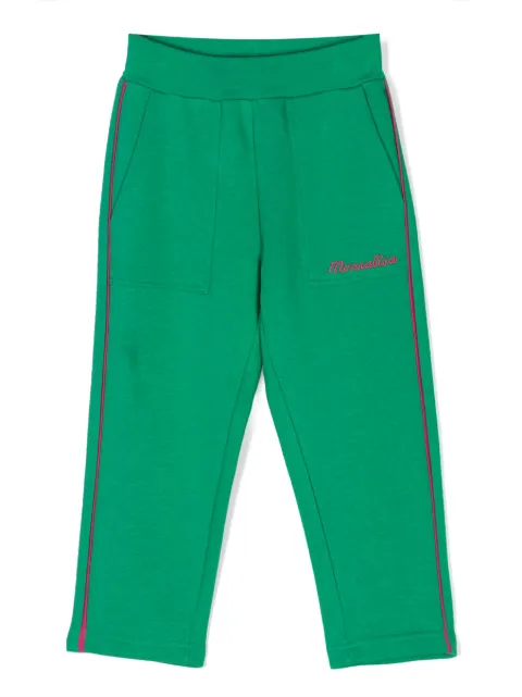 Monnalisa embroidered-logo cotton-blend trousers
