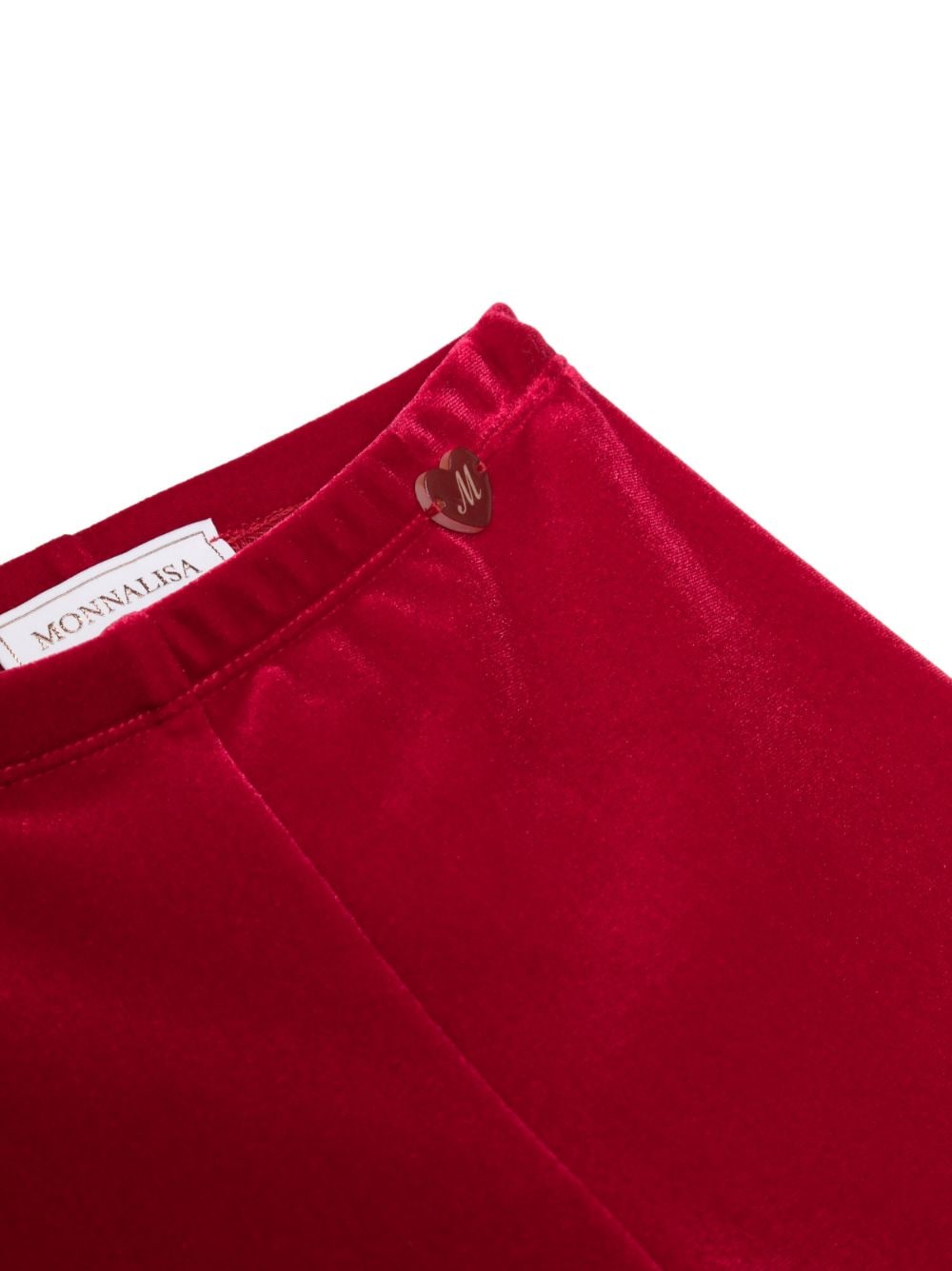 Shop Monnalisa Logo-plaque Velvet Leggings In Red