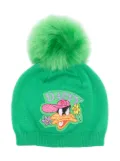 Monnalisa pompom detail knit hat - Green