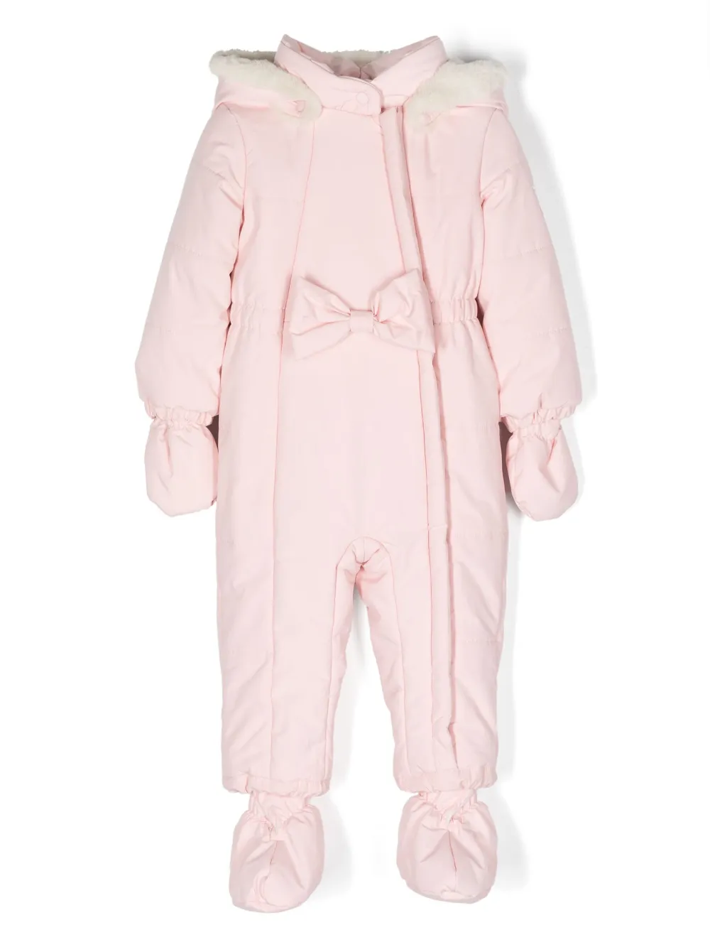 Monnalisa bow-detail padded snowsuit | Pink | Image 1