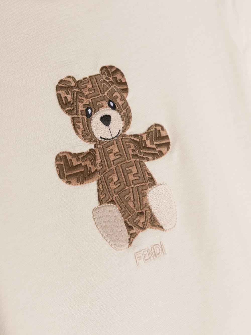 Shop Fendi Teddy Bear Print Cottton T-shirt In Neutrals