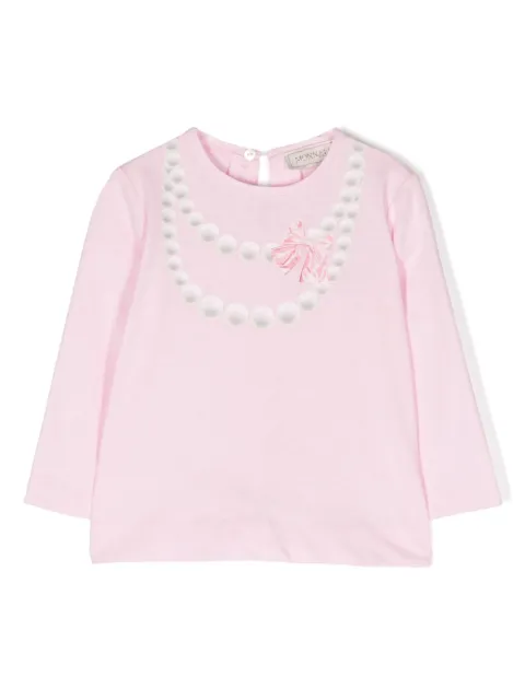 Monnalisa printed-necklace cotton blouse