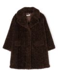 Monnalisa teddy single-breasted coat - Brown