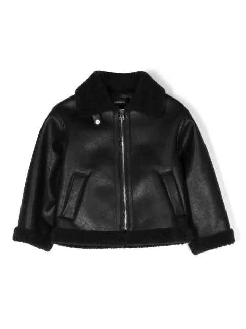 Monnalisa contrast-trim faux-leather jacket 