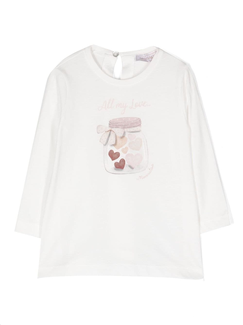 Monnalisa Babies' Logo-print Crew-neck T-shirt In White