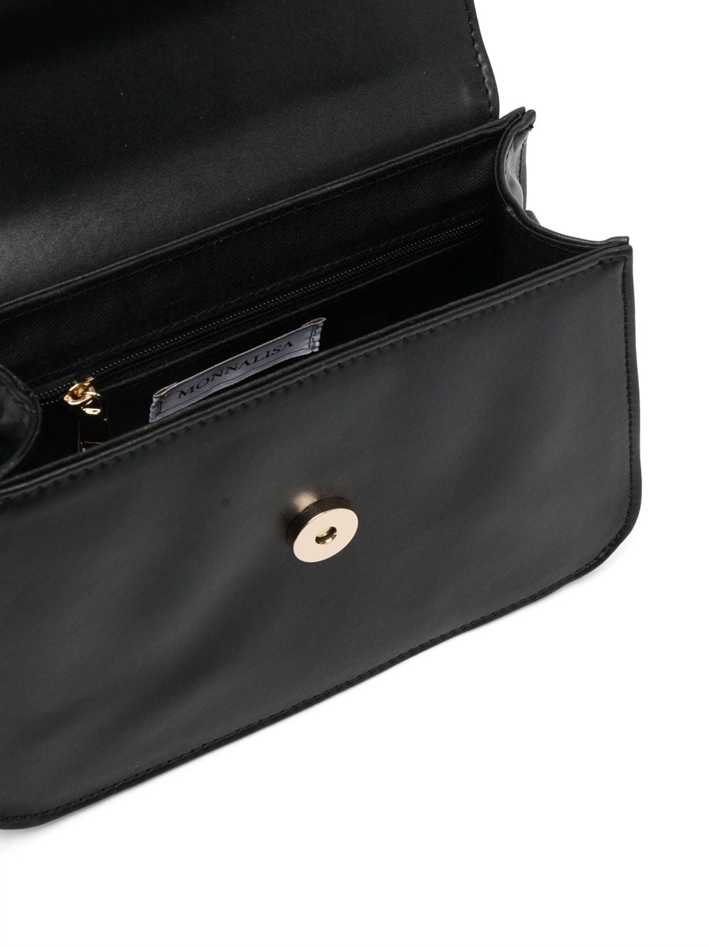 Shop Monnalisa Bow-detailed Leather Shoulder Bag In Black