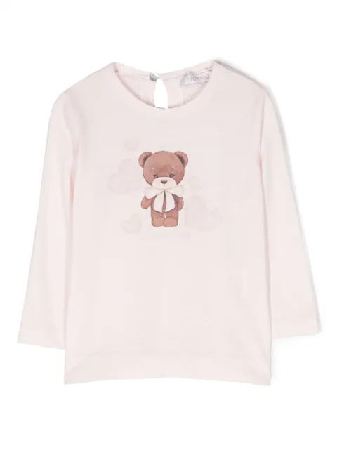 Monnalisa teddy bear-print cotton T-shirt