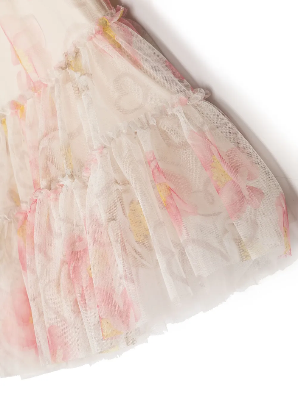 Monnalisa Ruffled Short-sleeve Dress In Neutrals