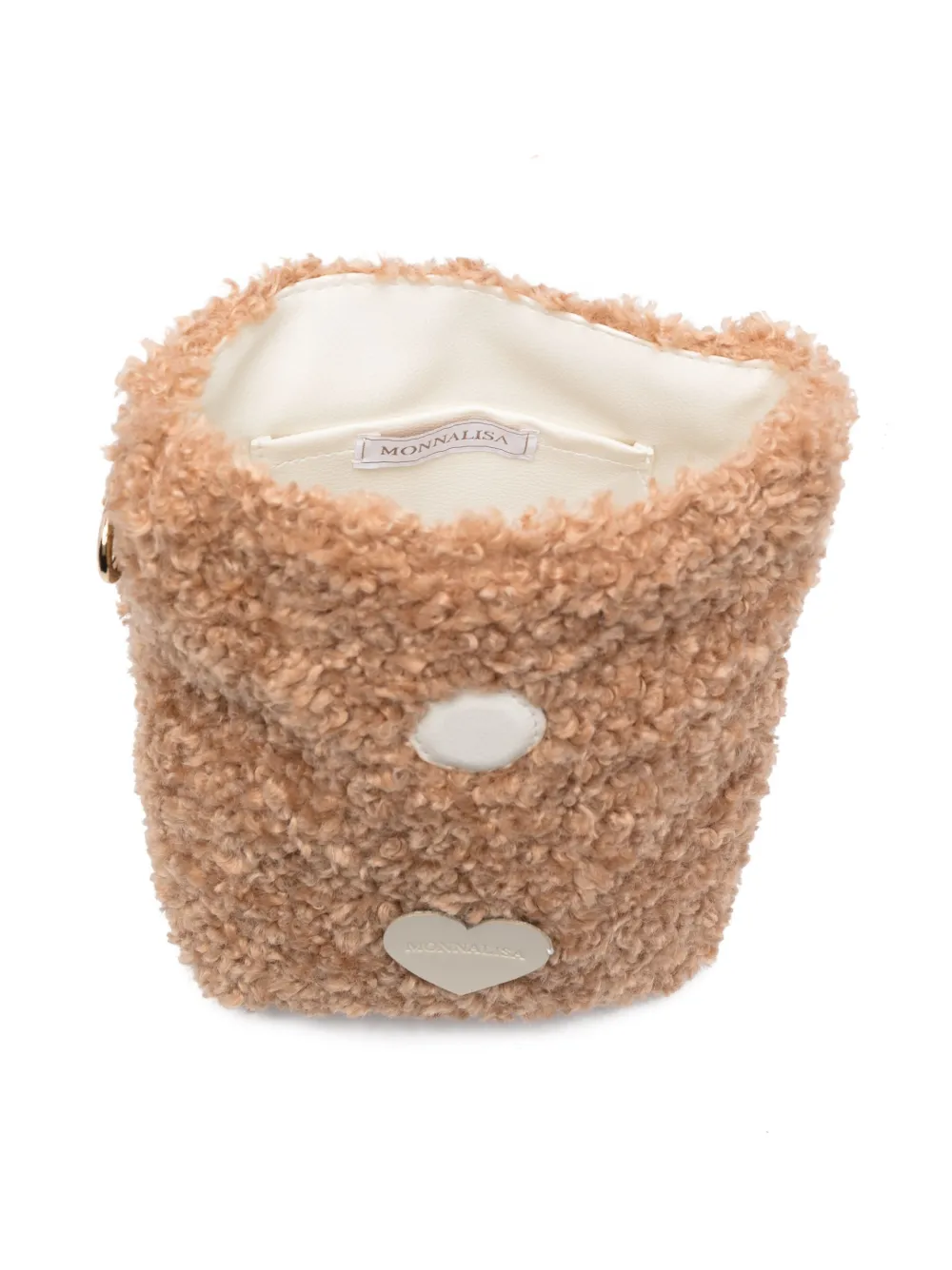 Monnalisa Schoudertas met hartpatroon Bruin